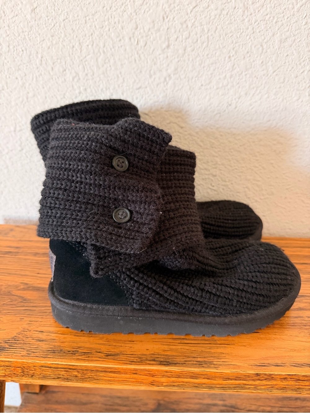 UGG Black Knit Button Boots